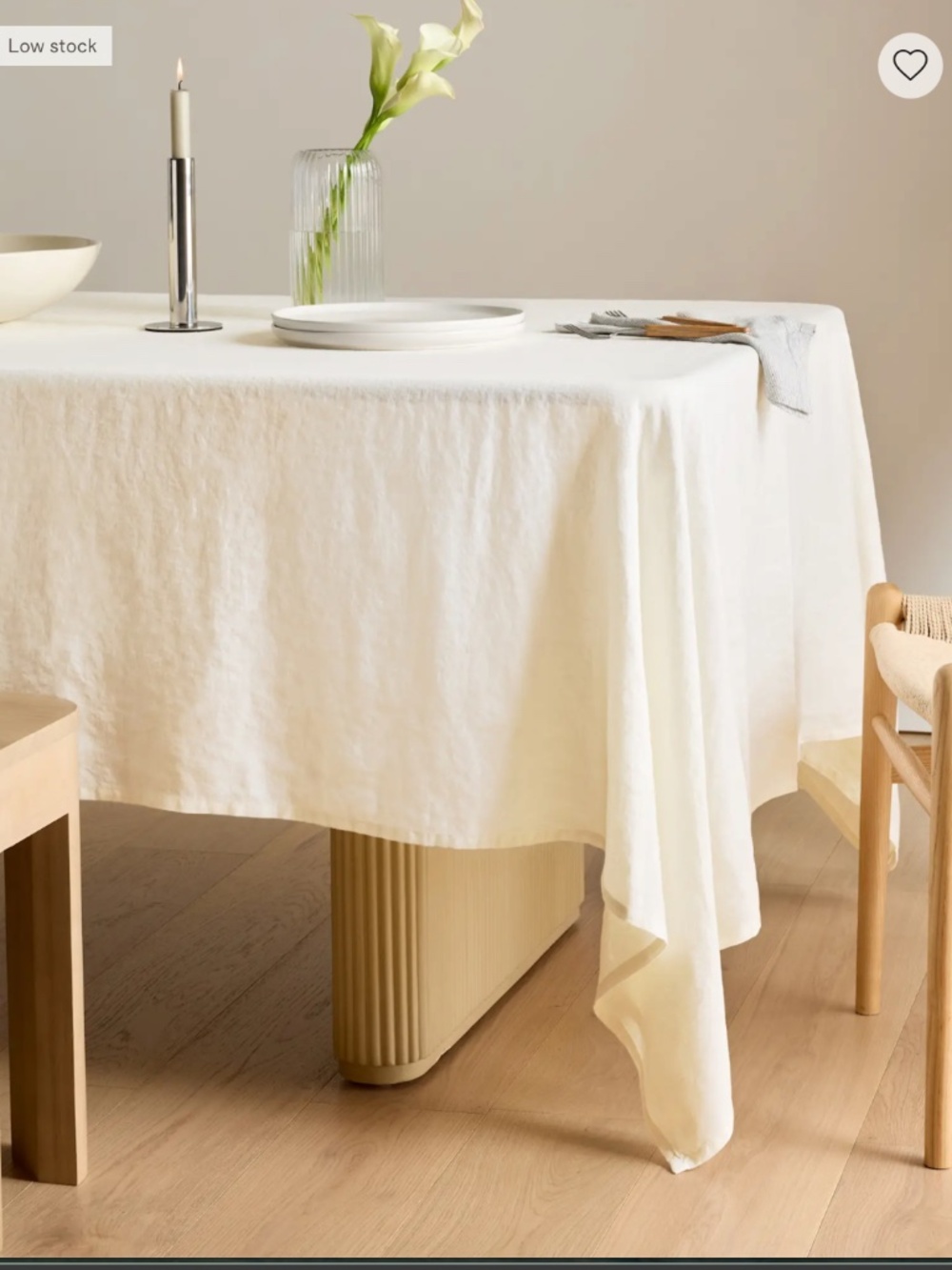 European Linen Tablecloth 70 x 108 Ivory